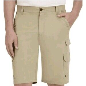 Iron Co. Men's Comfort Waistband Stretch Hybrid Cargo Short Khaki Size 38 NWT